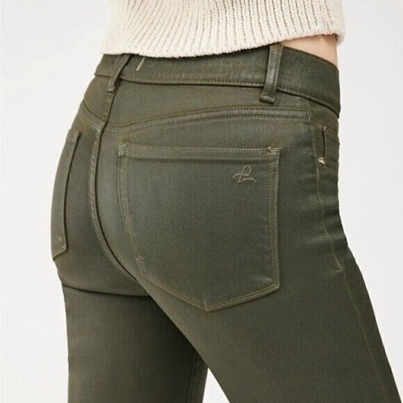 DL1961 Winter Green Mara Straight Mid Rise Instasculpt Ankle UltimateJeans 25 - Picture 1 of 16